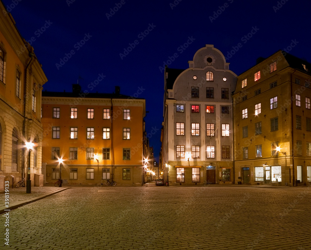 Beautiful Old Town square at night.