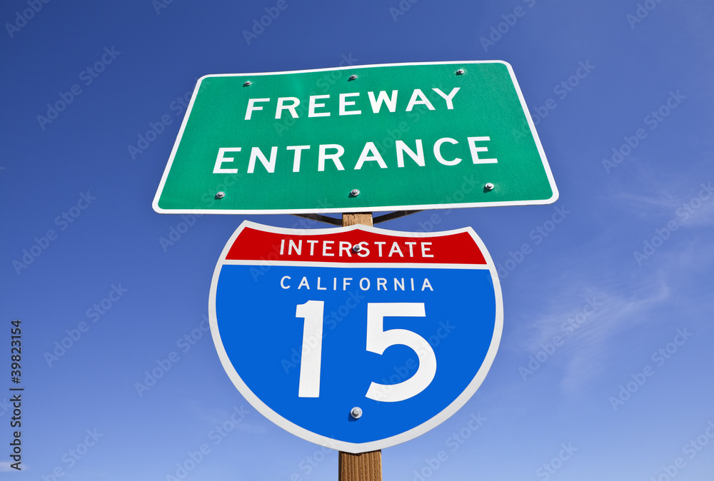 California Interstate 15 Freeway Entrance Sign California Interstate 15 Freeway Entrance Sign