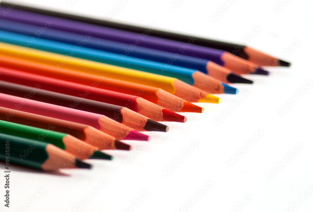 Color pencils on a white background Color pencils on a white background