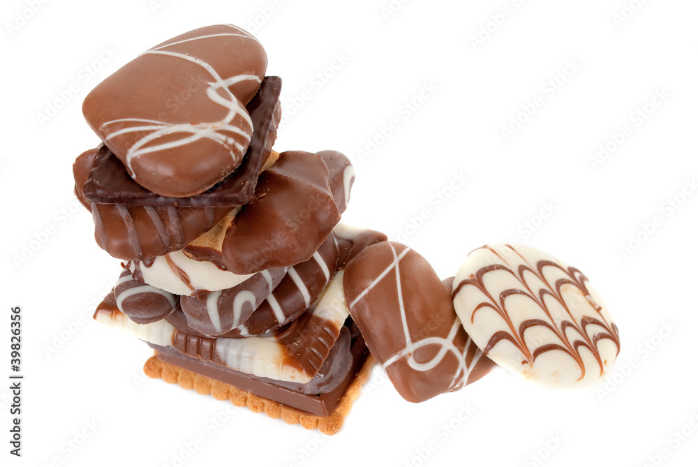Chocolate assort cookies isolated on white Chocolate assort cookies isolated on white