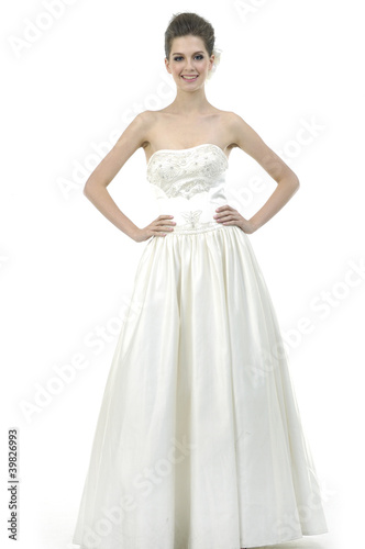 elegant beautiful bride in beauty white dress