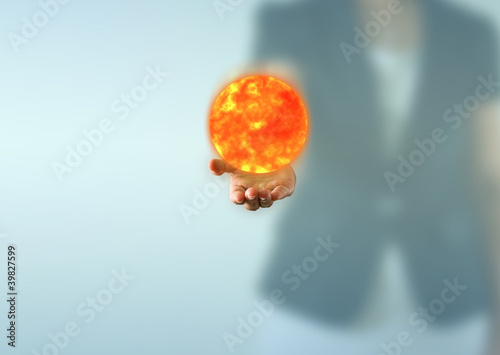 Konstfotografi Fireball on woman hand