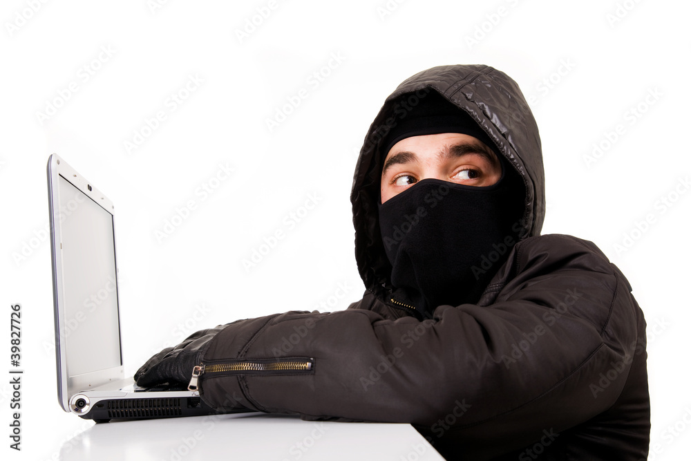 Computer Hacker, isolated over white background Computer Hacker, isolated over white background