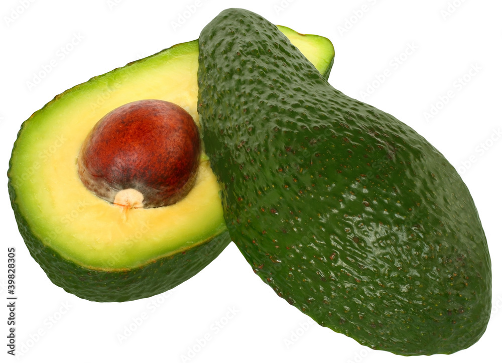 Cut avocado isolated