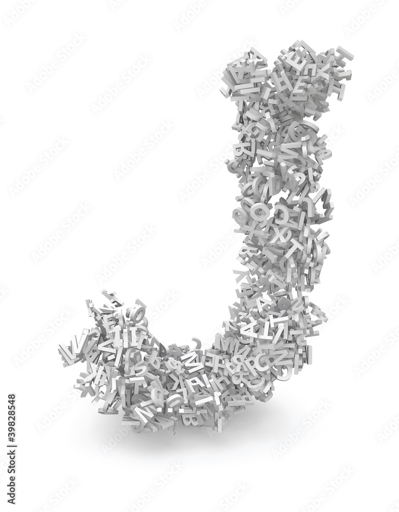 Shape of letter J made from 3d letters Shape of letter J made from 3d letters