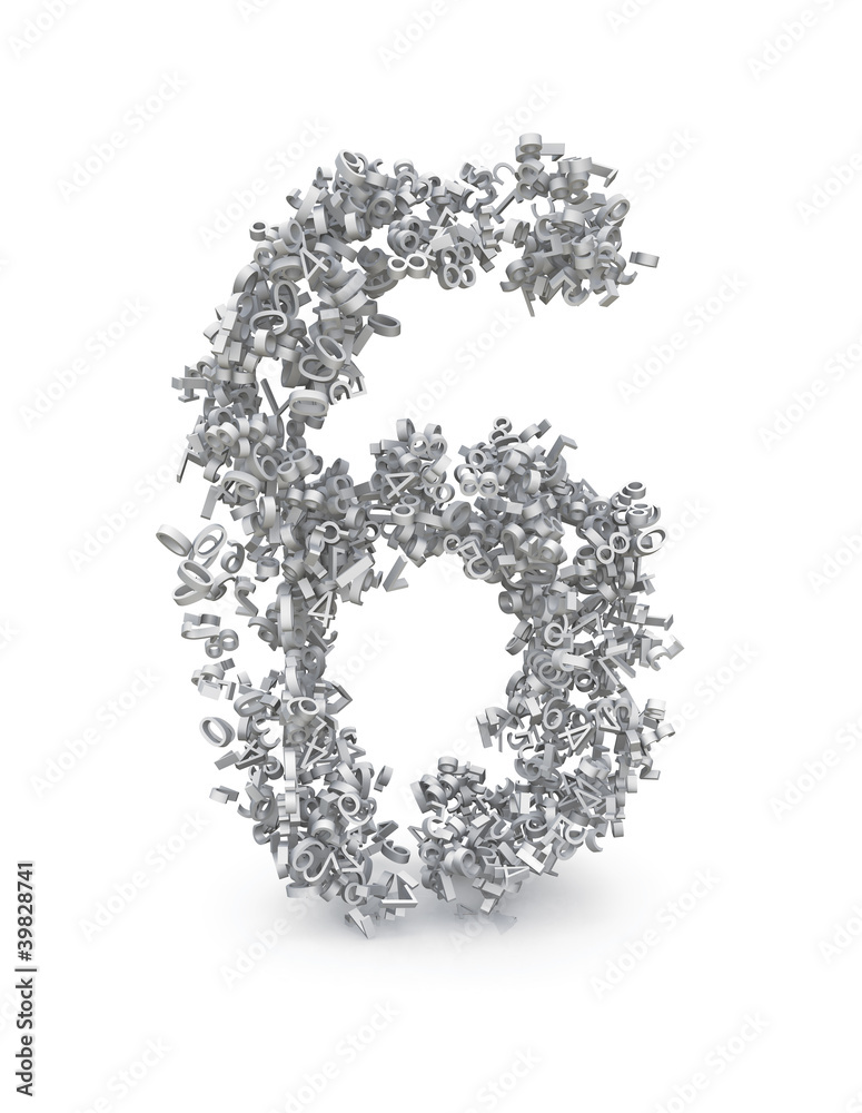 Shape of number six made from 3d numbers Shape of number six made from 3d numbers