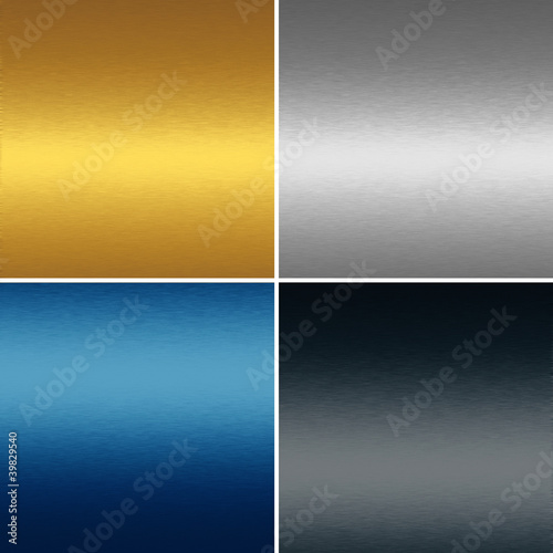 set of metal textures backgrounds: gold, blue, silver, black