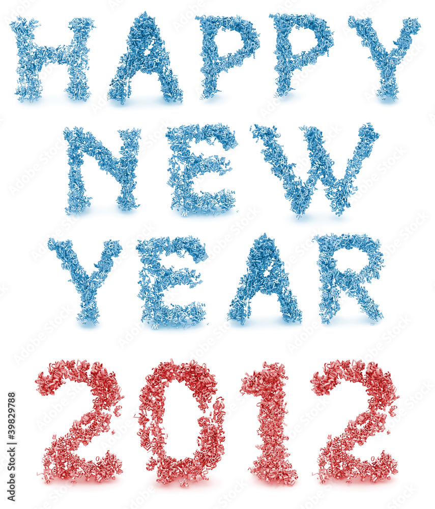 Shape of happy new year made from 3d letters Shape of happy new year made from 3d letters