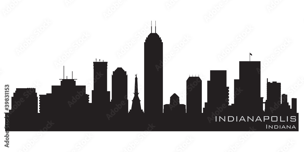 Obraz premium Indianapolis, Indiana skyline. Detailed vector silhouette