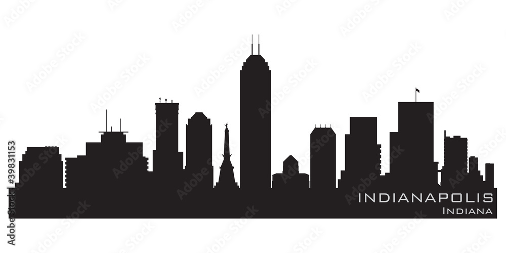 Naklejka premium Indianapolis, Indiana skyline. Detailed vector silhouette