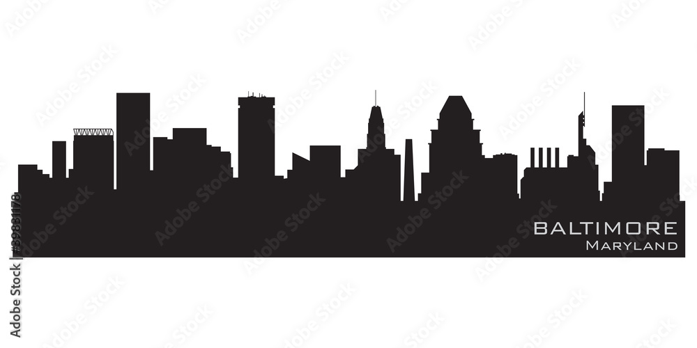Baltimore, Maryland skyline. Detailed vector silhouette