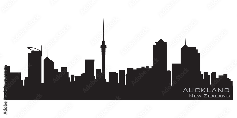 Auckland, New Zealand skyline. Detailed vector silhouette