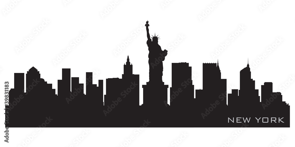 New York skyline. Detailed vector silhouette
