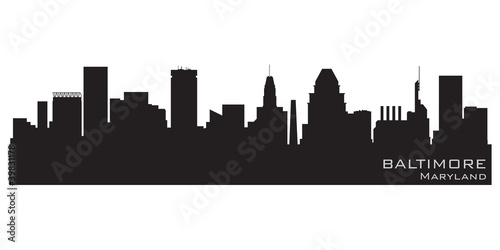 Baltimore  Maryland skyline. Detailed vector silhouette