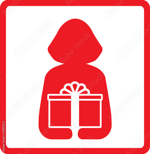 icon with woman silhouette hold red gift box