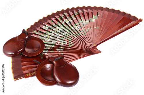 fan with castanets isolated on the white background