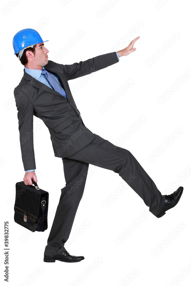 An architect walking weirdly. An architect walking weirdly.