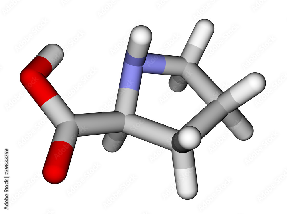 Amino acid proline molecular structure Amino acid proline molecular structure