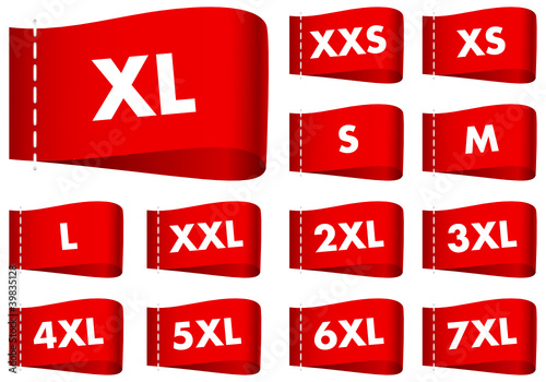 Set Label Fashion Sizes Red
