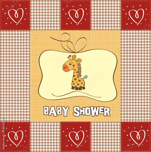baby shower card with giraffe toy
