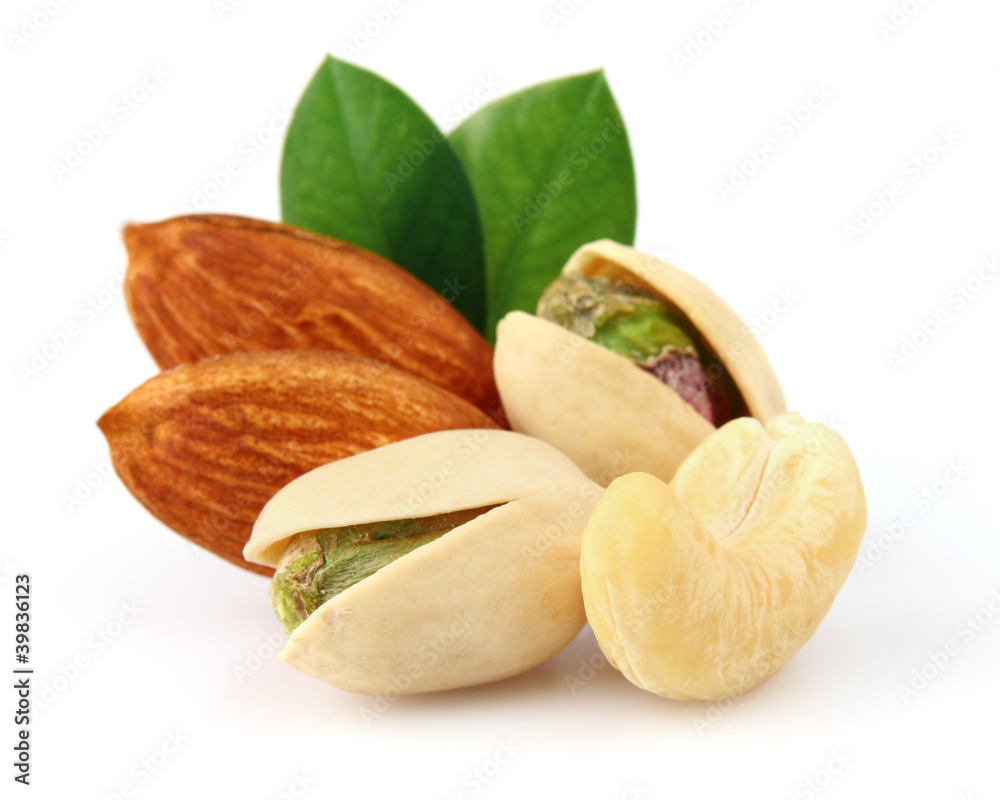 Sweet nuts with leaves Sweet nuts with leaves