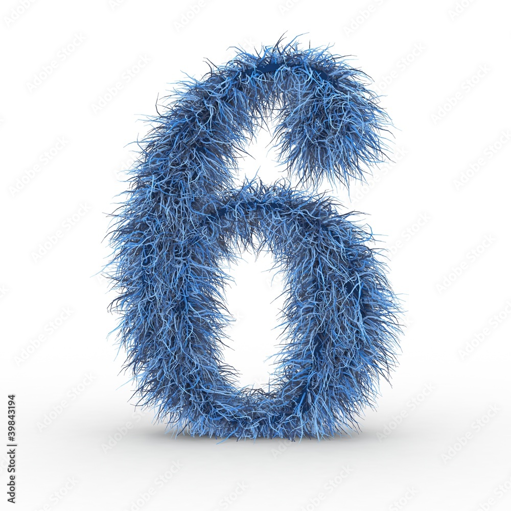 Texteffekt Haare blau Zahl 6 StockIllustration Adobe Stock