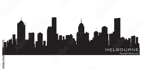 Melbourne, Australia skyline. Detailed vector silhouette