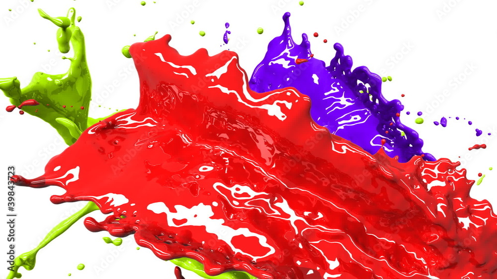 Colored paint splashes in slow motion and freeze motion HD.