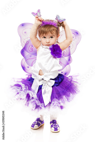 Beautiful little girl dressed as a butterfly