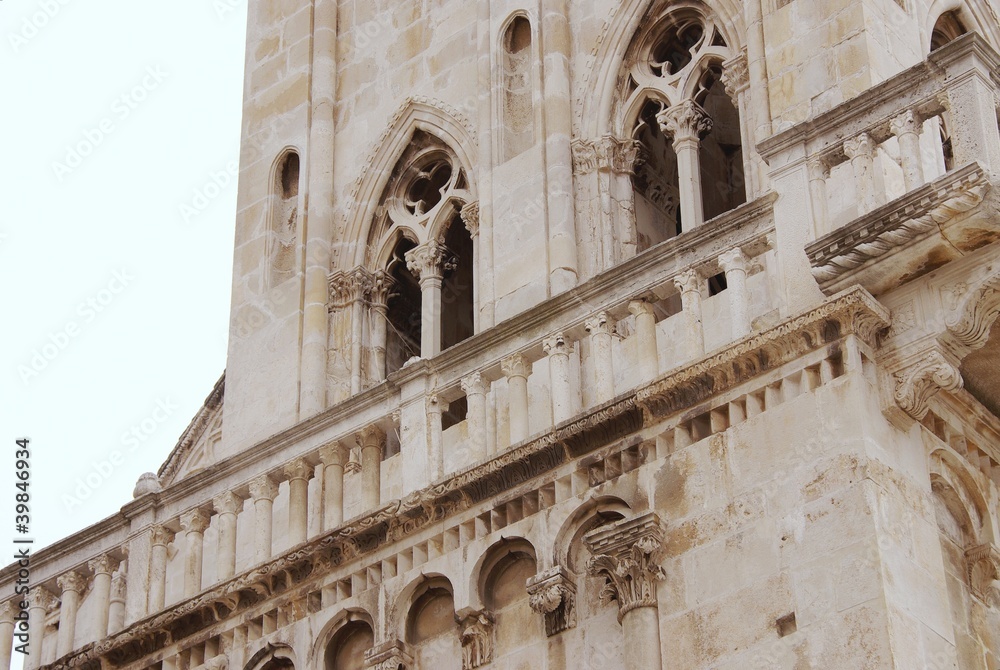 A detail of the st Lawrence cathedral in Trogir in Croatia