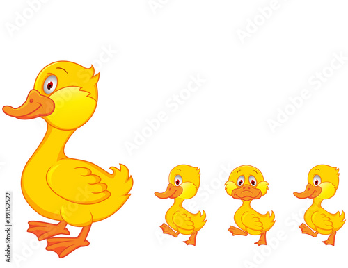 Duck family cartoon isolated