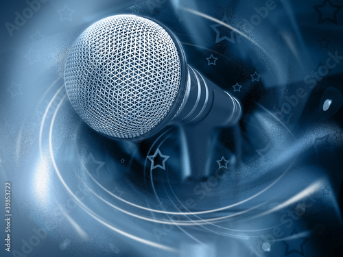 Obraz na plátně Microphone on abstract background