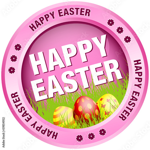 Button Happy Easter Eggs Pink