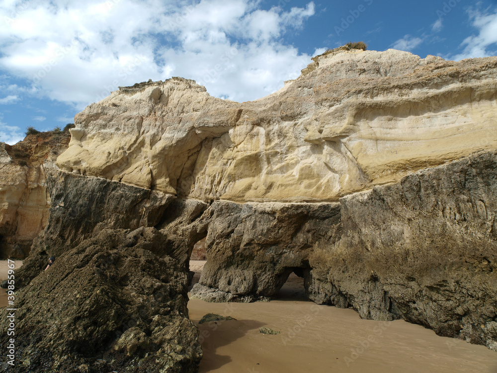 Caves and colourful rock formations on the Algarve coast
