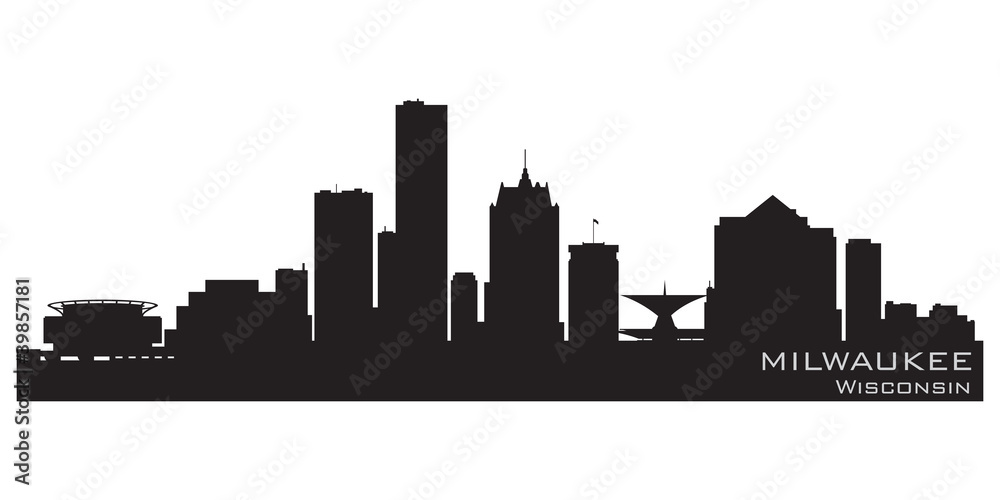 Milwaukee, Wisconsin skyline. Detailed vector silhouette - obrazy, fototapety, plakaty 