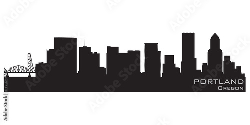 Portland  Oregon skyline. Detailed vector silhouette