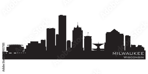 Milwaukee, Wisconsin skyline. Detailed vector silhouette photo