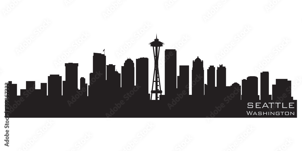 Seattle, Washington skyline. Detailed vector silhouette