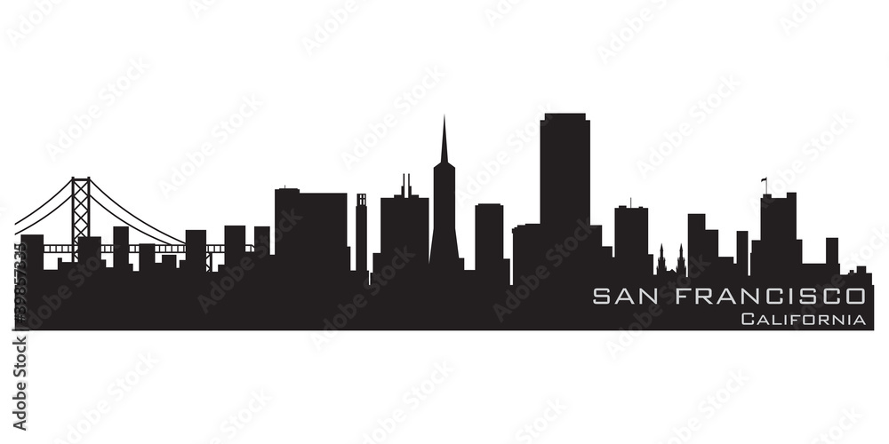 San Francisco, California skyline. Detailed vector silhouette