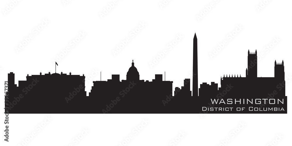 Washington, District of Columbia skyline. Detailed vector silhou