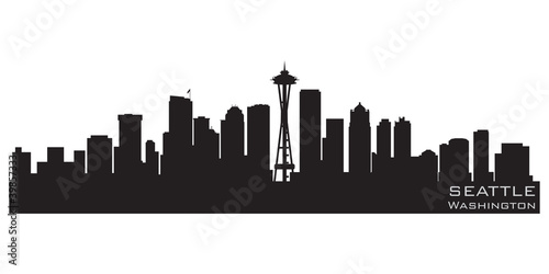 Seattle, Washington skyline. Detailed vector silhouette