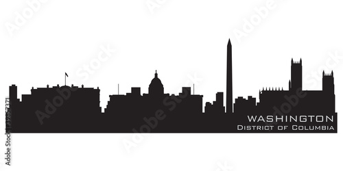 Washington  District of Columbia skyline. Detailed vector silhou