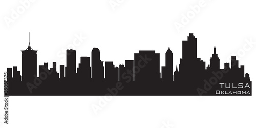 Tulsa, Oklahoma skyline. Detailed vector silhouette photo