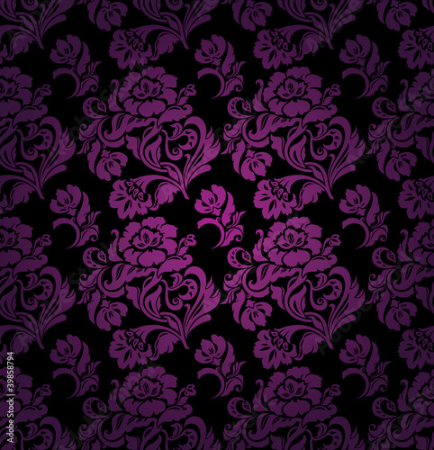 Seamless pattern, ornament lilac floral background