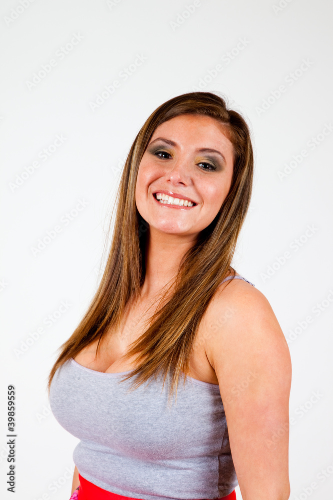 Pretty woman smiling with happiness at the camera Pretty woman smiling with happiness at the camera
