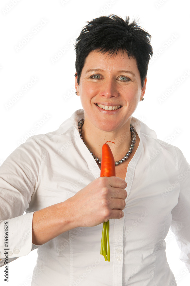 Woman singing with a carrot Woman singing with a carrot