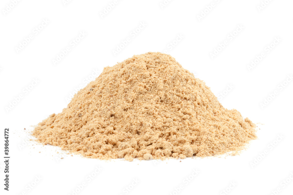 Pile of Ground Ginger (Zingiber officinale) isolated on white ba Pile of Ground Ginger (Zingiber officinale) isolated on white ba