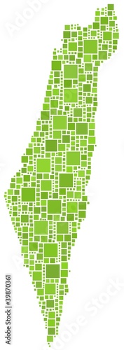 Map of Israel in a mosaic of green squares