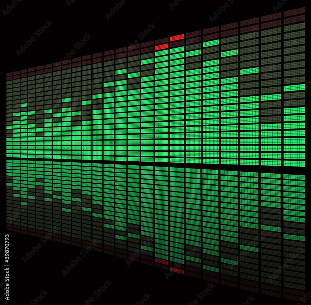 Green diod graphic equalizer in perspective Green diod graphic equalizer in perspective