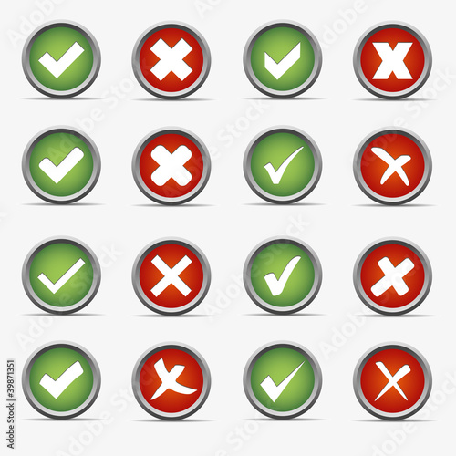 ja nein yes no rot grün kreis kugel rund button haken ok kreuz